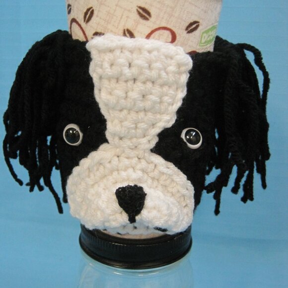 Japanese Chin Crochet Handmade Cup Cozy Holder  Handmade Figurines Gifts by Bren - Picture 3 of 6